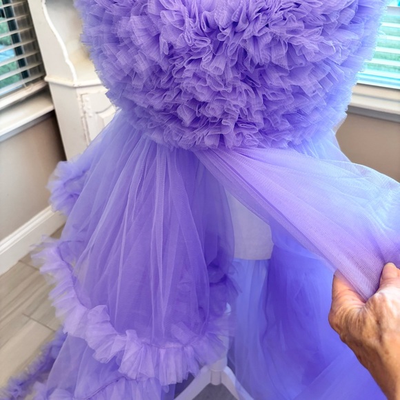 NEW Tulle Maternity Dress for Photoshoot Bridal Robe Dusty Purple NWOT Size M - Picture 3 of 8